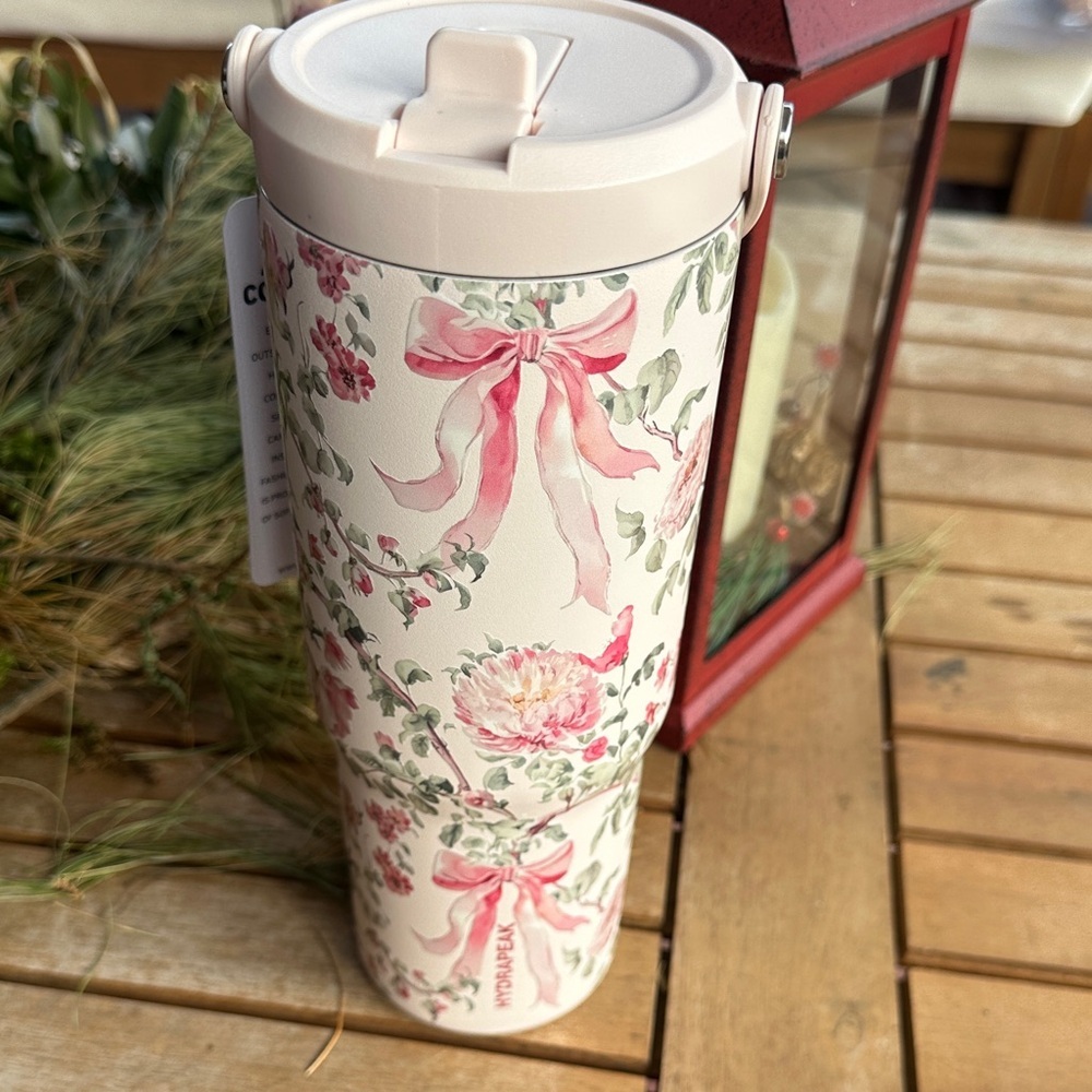 Hydrapeak floral and bow 24 oz water bottle with handle